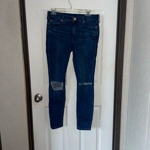 True Religion Blue Skinny Jeans with Knee Distressing